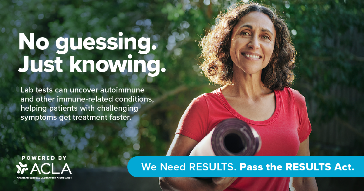 No Guessing. Just Knowing. RESULTS Act graphic about clinical lab tests detecting signs of cancer recurrence