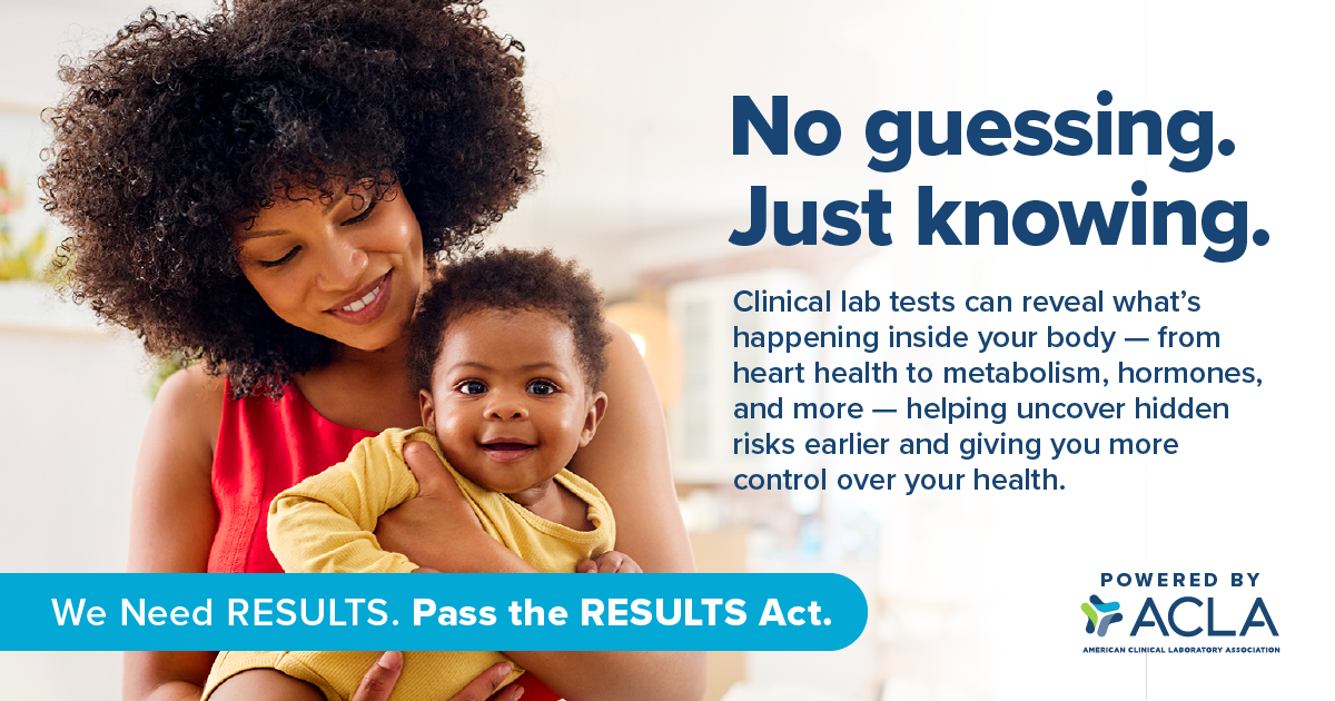 No Guessing. Just Knowing. RESULTS Act graphic about clinical lab tests detecting signs of cancer recurrence